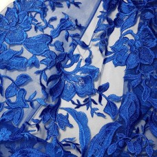 Ткань Сетка с вышивкой (электрик)